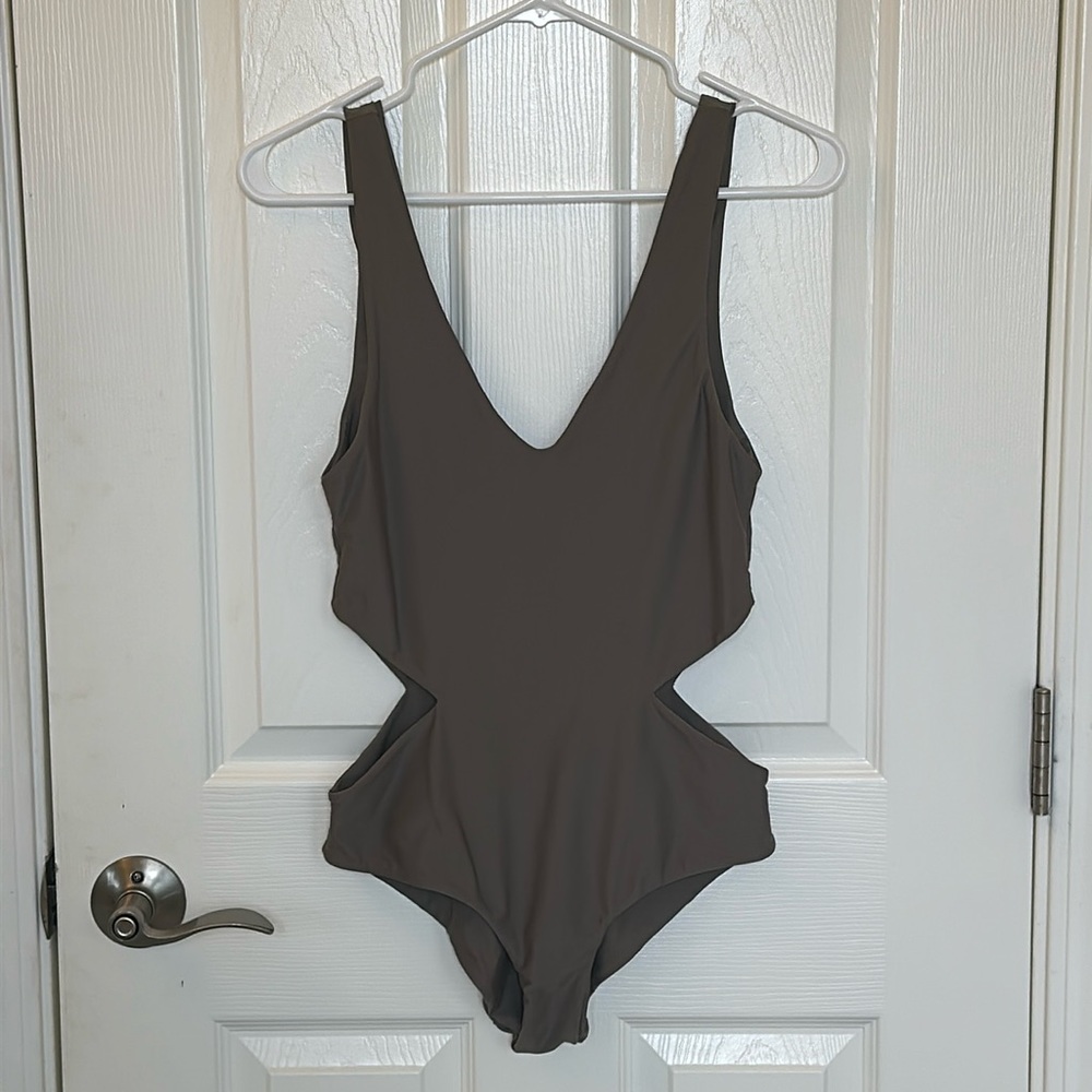 Aila Blue Cutout One Piece Bikini - Size M - Grey